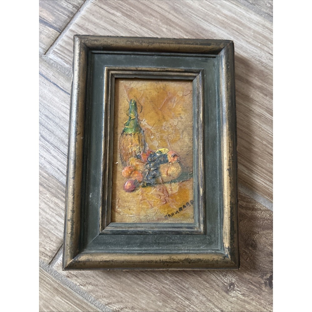 Framed Chounard Repro "Still Life With Wine, Duck, Grapes" 7.75"